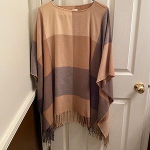 Tan/Browns Plaid Blanket Scarf Poncho